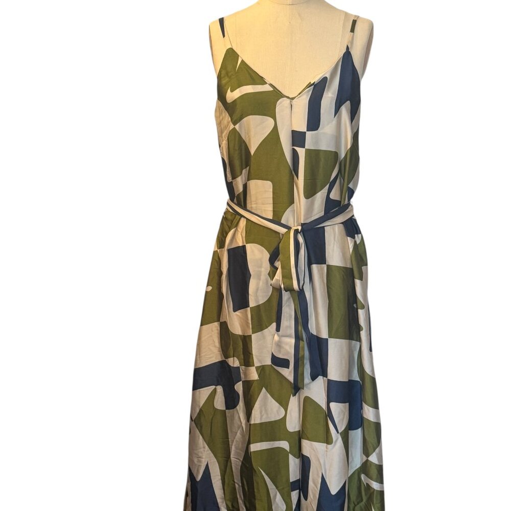 Dress Forum Maxi Dress Size Medium - Geometric print olive, ivory, teal